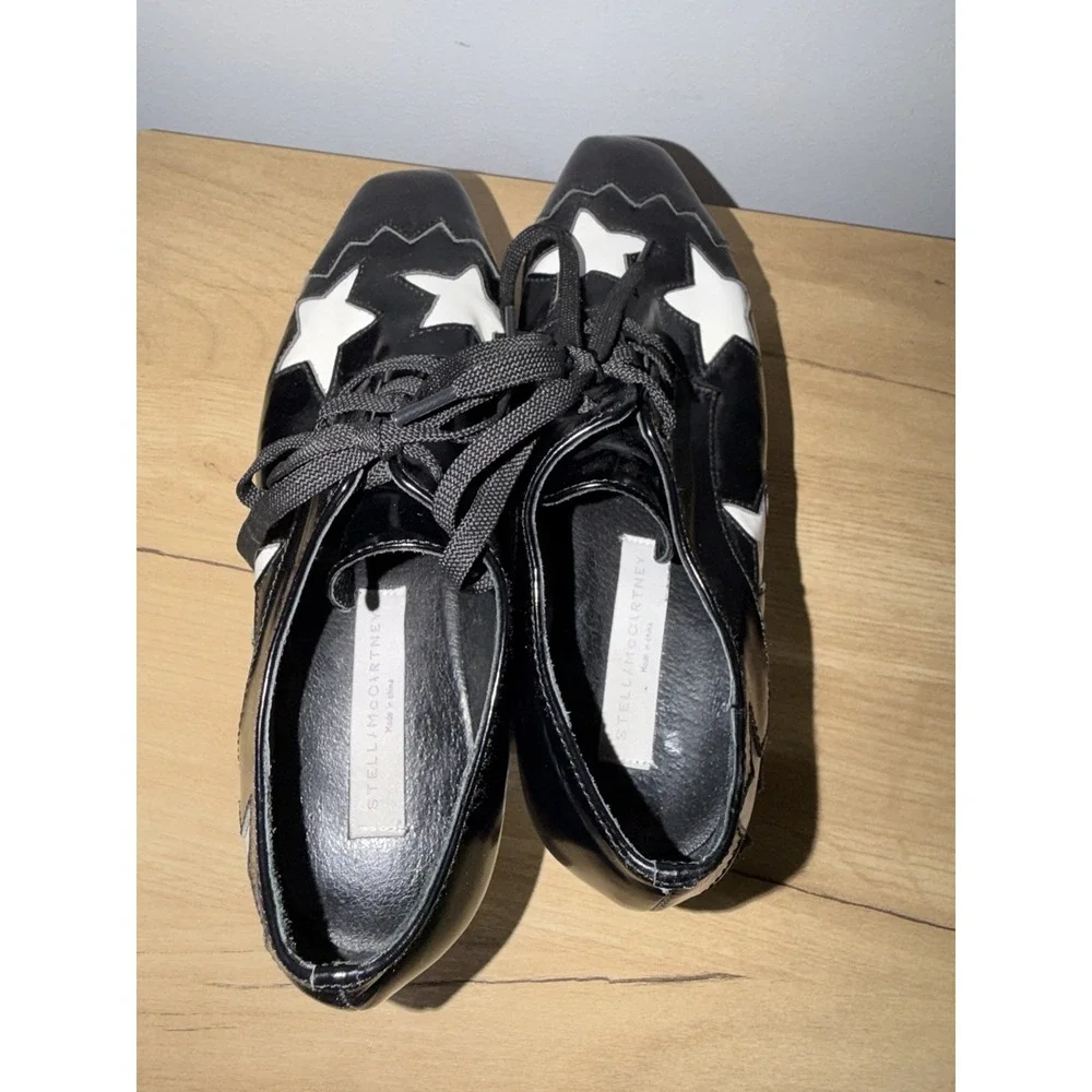 Stella McCartney Platform Star Lace-Up Shoes Black White Women‎ EU 38 L
